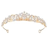Gjinxi Gold Tiara for Women Wedding Tiara for Women Princess Birthday Crown for Coronas Para 15 Años, Pageant, Prom, Party, Royal Crown Tiara for Bride Quinceanera Birthday(5.12 x 4.53'')