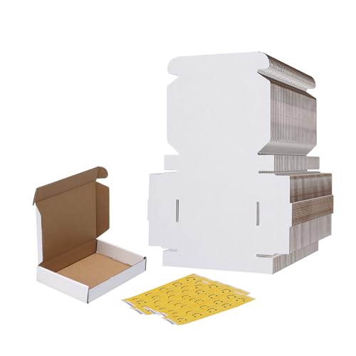 Image of RLAVBL 6x4x1 Shipping Boxes Set of 50, White Small Corrugated Cardboard Box, Mailer Box