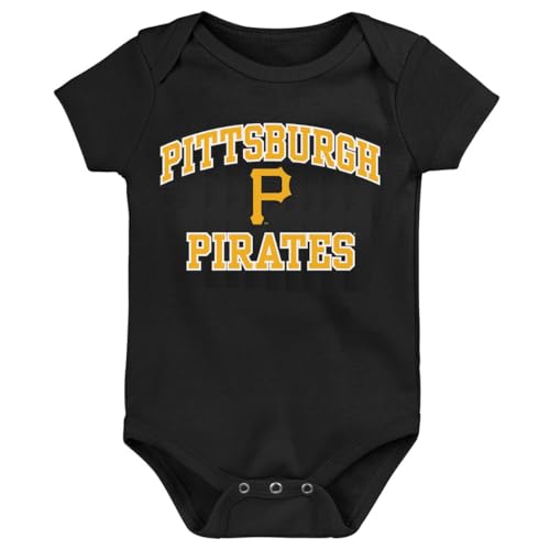 Outerstuff MLB Officially Licensed 0-24 Months City Headline Arch Logo Creeper Bodysuit Romper (Pittsburgh Pirates - Black, 12 Months)