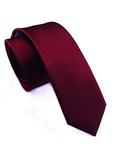 JEMYGINS 2.4 Burgundy Tie Silk Skinny Ties for Men Slim Necktie (6cm)