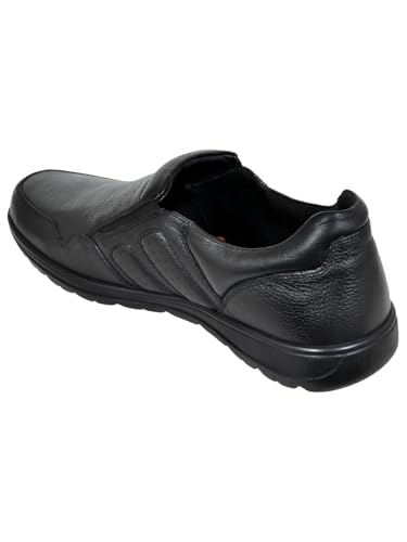 Image of Allen Cooper Men's Black Genuine Leather Loafers |Slip-On Formal Shoes | Comfortable Office Moccasins for Men