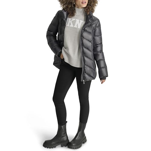 Doudoune à capuche DKNY veste courte matelassée en duvet véritable