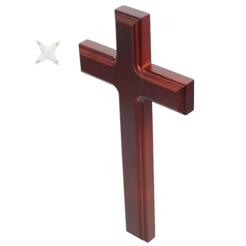 Solid Wood Wall Cross - 32cm Handcrafted Christian Hanging Cross, Natural Timber Jesus Cross Ornament for Home Decor, Religious Gift for Baptism, Weddings & Housewarming, Ready to Hang