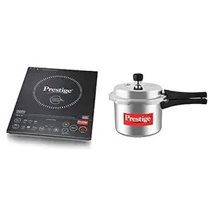 Prestige Induction Cooktop PIC 6.1 V8 + Prestige Popular Aluminium Pressure Cooker, 3 litres, Silver