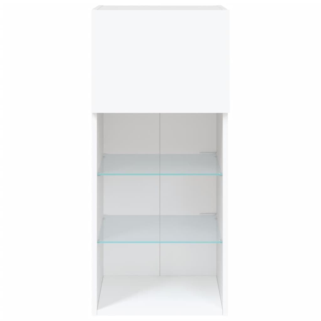 Mueble para televisión blanco con LED RGB para TV, 40,5 x 30 x 90 cm, material de madera, cristal, diseño moderno, montaje en pared, posible para salón, dormitorio, oficina