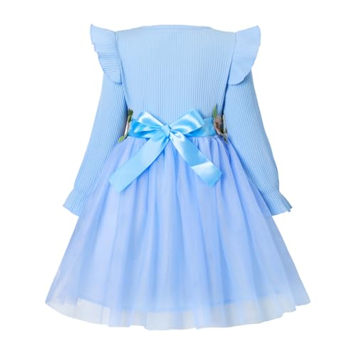 Image of HILEELANG Little Flower Girl Tulle Tutu Dress Easter Cotton Ribbed Birthday Wedding Party Princess Dresses