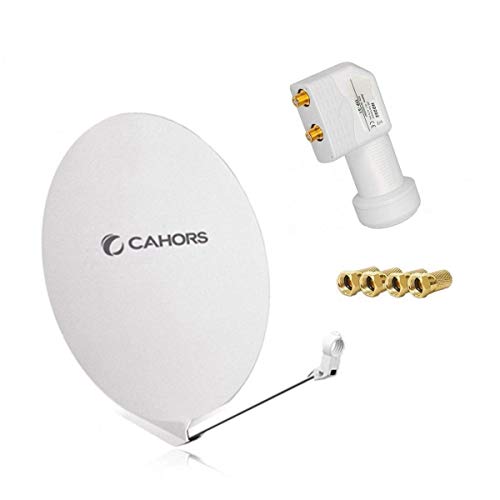 UNGROL Antenne Parabolique Satellite Fibre Composite Blanche SMC 80cm + LNB Twin 4K