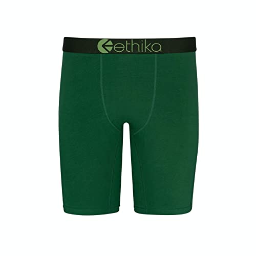 Ethika Boy's Staple Boxer Briefs, Soft 4-Way Stretch, No Ride-Up Fit - Victory Green (GRN, M)
