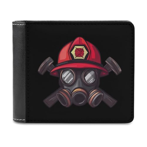 Cartera plegable de cuero para hombre con diseño de camión de bomberos de bomberos