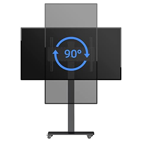 XINLEI Rotating Mobile TV Cart with Wheels Rolling TV Stand for 32-65" Flat Panel Screens TVs, Portrait to Landscape Height Adjustable Floor Stand Base Max VESA 600x500mm Black Cover