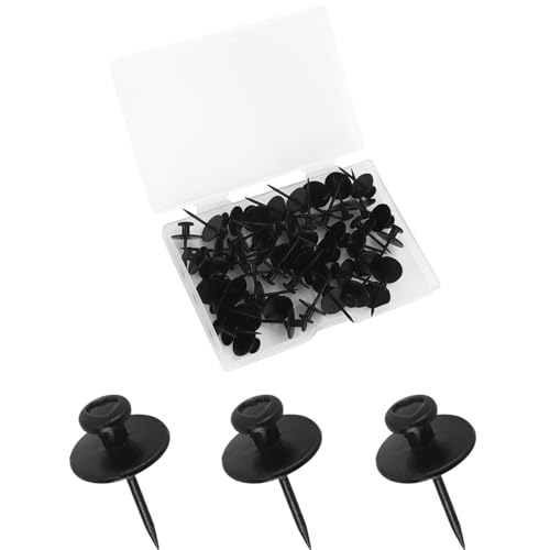 Image of Push Pins,Nails for Hanging Pictures,Wall Hangers Without Nails,50 Pcs Wall Hanging Hooks,Clear Thumb Tacks,Picture Frame Hangers,Picture Hooks for Hanging for Wall Clock,Photo (Black)