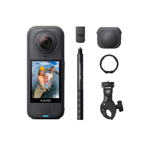 Insta360 X4 Air Pack Moto Multiview Nero grafite- Videocamera leggera 165g 8K 360, selfie stick invisibile, lenti sostituibili, prima registri poi inquadri, cover antivento integrata.