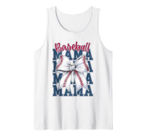 Baseball Mama Coquette Bow Game Day Baseball Mom Mother Tank Top