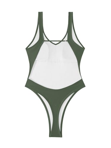 Image of Foxiny Sexy Backless Cheeky High Cut Leg Thong V Neck One Piece Swimsuit