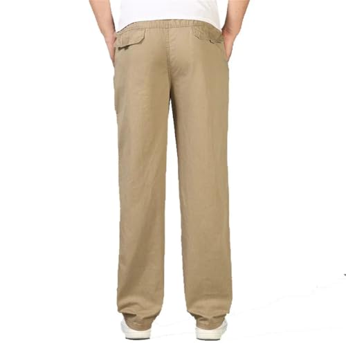 Men Cotton Pants Casual Straight Long Pants Men's Solid Color Business Casual Trousers2