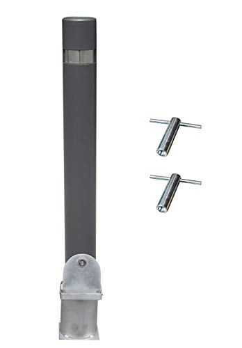 ADO - Pilona reforzada extraíble modelo City. Bolardo de hierro con parte superior en acero inoxidable de 95x1000 mm (1-Pilona + 2 llaves)