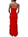 HOCILLE Women's Sexy V Neck Backless Bodycon Spaghetti Strap Elegant Ruffle Maxi Cocktail Party Dresses, X-Large, Red