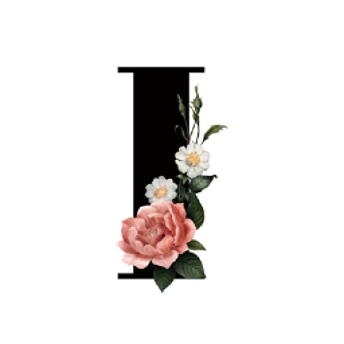 Toile art peinture alphabet noir fleur lettre murale 50x70 cm