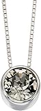  Colgante de Plata Diamante Negro Cristal Solitario Deslizador Collar de Plata Collar