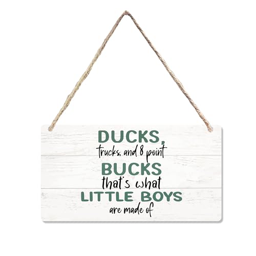 CGBHW Baby Boy Nursery Wooden Sign, Funny Duck Hunting Hanging Sign Wall Decor, Duck Baby Gift for Kids Teens Boys Girls, Home Newborn Nephew Room Bedroom Living Room Door Decor 12 x 6 Inch