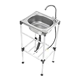 Fregadero independiente, fregadero portátil para exteriores, fregadero de cocina multiusos, fregadero de acero inoxidable, fregadero de fregadero, lavabo multiusos con grifo