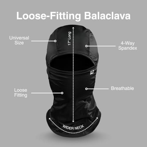 SLEEFS Black Balaclava Face Mask Men & Women, Full Face Loose Fitting Adult Breathable Balaclava Ski Mask Shiesty for Football, Cycling, Running, Hot or Cold Weather Pasamontañas para Hombre - Thumbnail 4