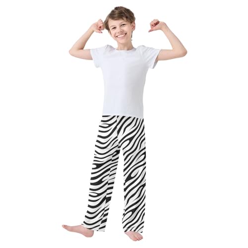 Boys' Pants Zebra Skin Texture Long Bottoms Jogger Pants Elastic Waist Trousers with Pockets S-XL2