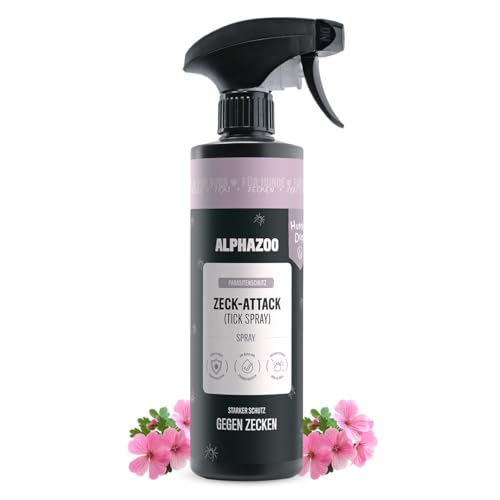 alphazoo Zeck-Attack Anti Zecken Spray für Hunde 500ml I Natürliches Mittel gegen Zecken mit Sofortwirkung I Langzeit Zecken Schutz