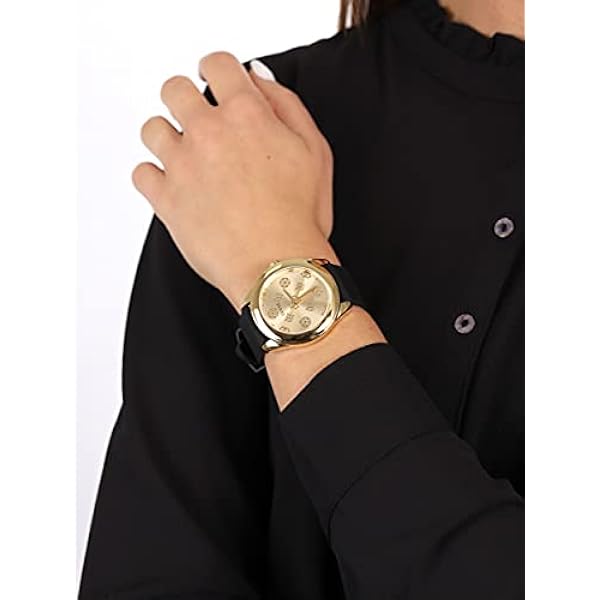 Guess analog armbandsur för kvinnor, piony med silikonarmband bälte svart
