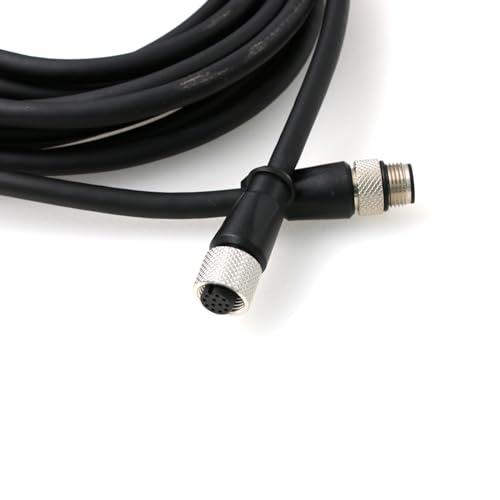ZBLZGP M12 A-Coded 12 Pin Male to Female Aviation Sensor Shielded Signal Cable for Cognex Camera Industrial Ethernet I/O Extension RS-232 Cable (Male to Female, 15M/49.4FT)
