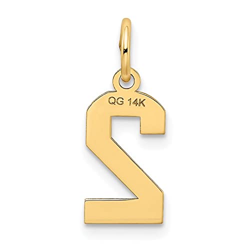10K Yellow Gold Small Satin Number Charm Pendant3