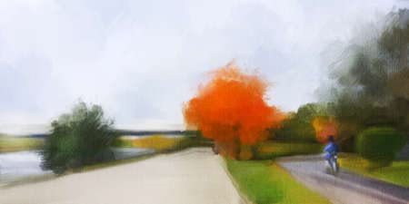 Paysage d'automne tableau acrylique abstrait pour sublimer votre salon moderne