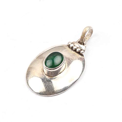 Pendentif en argent sterling 925 avec authentique onyx vert