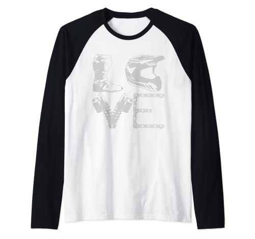 Motocross LOVE MX Enduro Motocicleta Biker Regalo Camiseta Manga Raglan