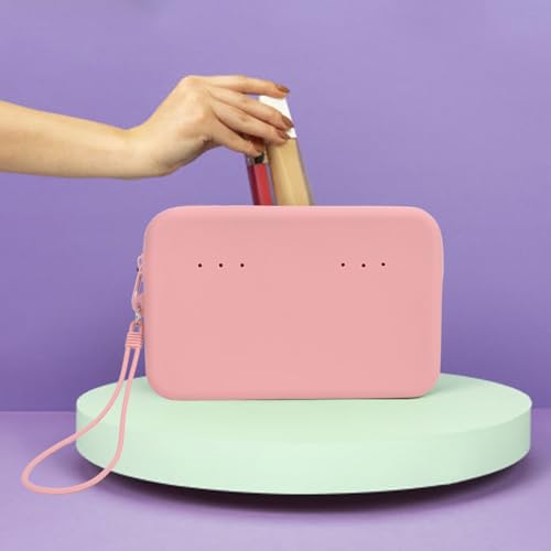 EVTSCAN SILICONE PHONE HOLDER LARGE CAPACITY PINK ZIPPER WALLET BAG ACCESSORIES FOR BEACH BAG4