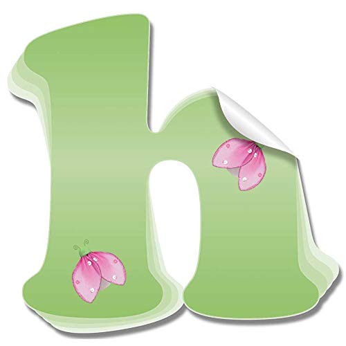 Wall Letters Custom Letter Stickers Vinyl Decals Children's Nursery Baby's Room Baby Name Girl Bedroom Decor Alphabet Initial Kids Decorations Playroom Home Lady Bugs DIY (Letter h Green Pink Ladybug)