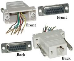 Modular Adapter, Gray, DB15 Female to RJ45 Female