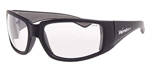 BOMBER ST101 Mens Clear Safety Glasses with Matte Black Frame, Color: Clear Safety Lens, Safety Glasses Z87 Compliant