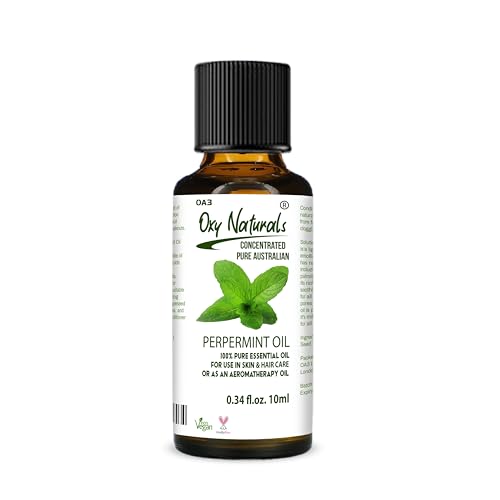 Peppermint Essential Oil, 100% Natural, Pure & Undiluted, 10ml, Best for Hair, Dandruff, Skin, Face, Cold, Congestion, Steam & Diffuser