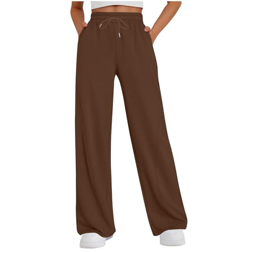 Womens Wide Leg Sweatpants High Waisted Drawstring Lounge Pants Solid Baggy Joggers Casual Trousers with Pockets2