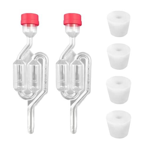 2pcs Fermentation Airlock, Brewing Airlock Plastic, Fermentation Valve Bubbler Airlocks, Exhaust Valve Beer Making Vent Air Lock With Cap Reusable Wine Fermentation