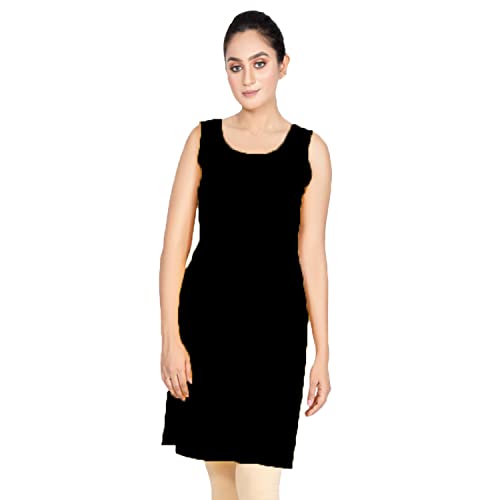 Image of Women's Cotton Long Camisole for Kurti /Suit Slip /Long Inner /Samij for Women Sameej /Knee Length Inner Wear /Sameez /Kurti Slip /Round Neck /Invisible