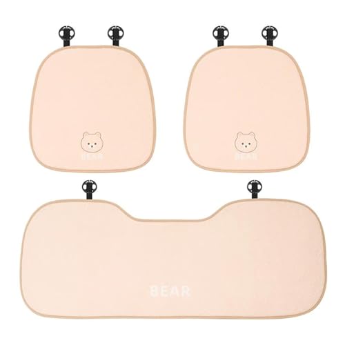 Housse de siège de voiture en peluche ours avec coussins universels pour 4 saisons (Set 3 pièces)
