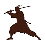 silhouette de guerrier samouraï avec katana Stickers gravés 67.2x71cm Culture du tatouage Café