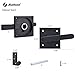 JIAHOO Double Side Gate Latch, Aluminum Self-Locking Gate Latch for Swing Door, Heavy Duty Double Way Gate Hardware for Outdoor Wooden Fence, Gates, Tool Shed - Black