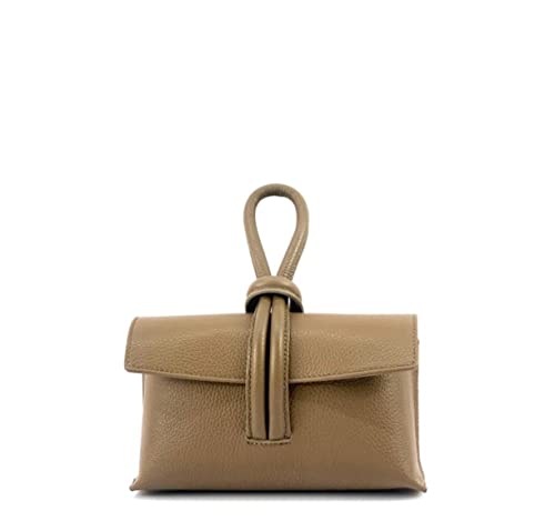 Superflybags Bolso de mujer de piel auténtica modelo LEILA fabricado en Italia, topo, S