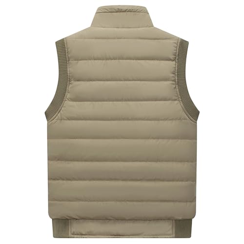 Image of Msmsse Men's Outerwear Vests Winter Quilted Padded Vest Gilet Stand Collar Warm Puffer Vest