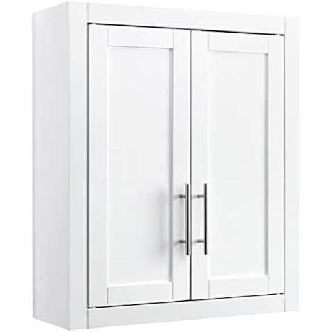 Crosley Furniture Savannah Wall Mounted Bathroom Storage Medicine Cabinet with Shelves, White Cover