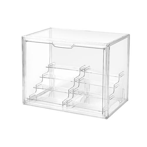 Image of 4 Tier Display Case for Collectibles,Clear Display Box with 2pack 4 Tier Display Risers ,Storage Container with Magnetic Door