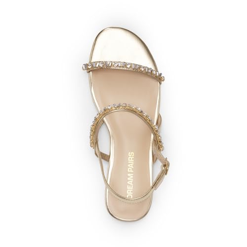 Image of DREAM PAIRS Women's Rhinestone Sandals Open Toe Casual Dressy Sparkly Comfortable Flat Summer Shoes